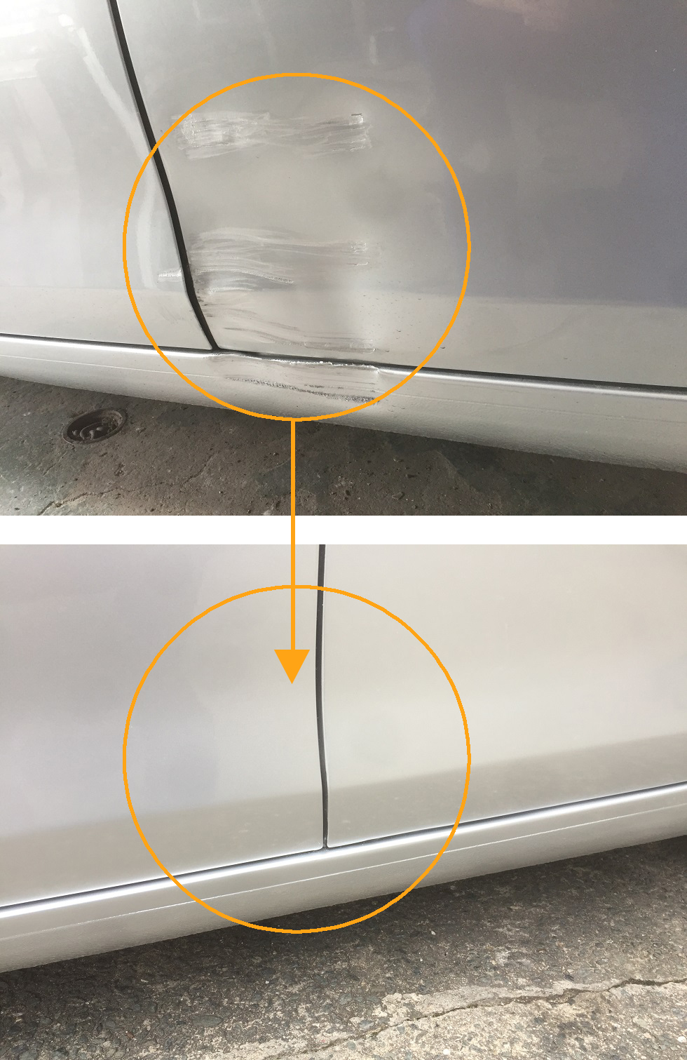 福岡 車の傷修理 ドアとロッカーパネル傷修理